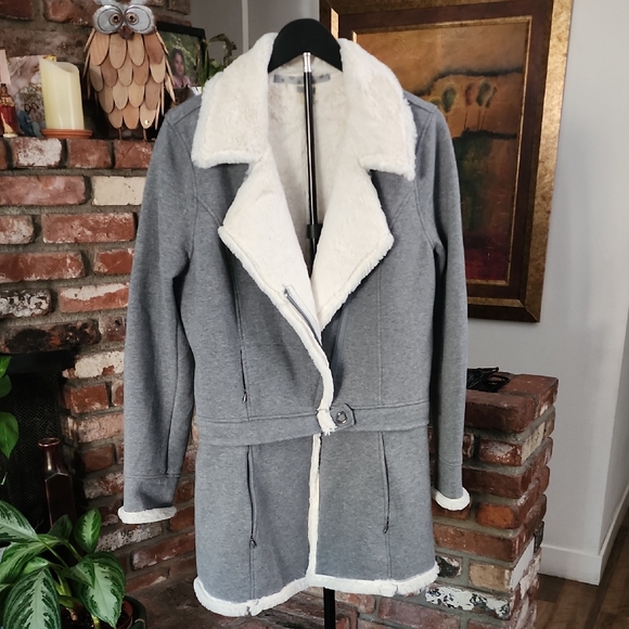 Athleta Jackets & Blazers - Athleta Reversible Faux Shearling Jacket Gray Cozy Fleece Coat Women’s